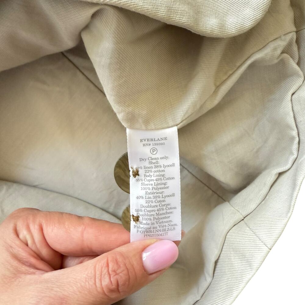 Everlane Khaki The Oversized Blazer In Linen Blend Size 2 - Picture 6 of 6